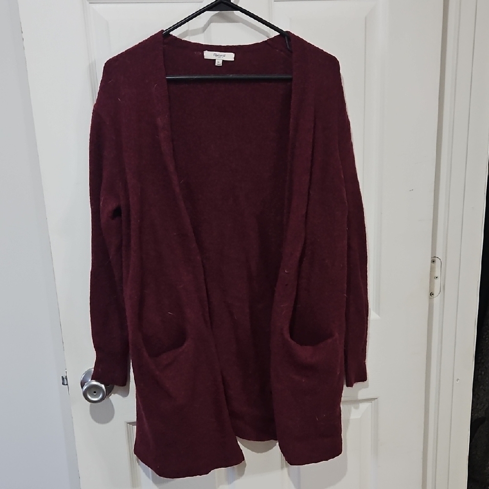 Madewell Deep Red Open Front Cardigan With Pockets Size Xsmall